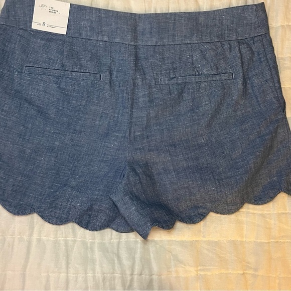 NWT Ann Taylor Loft Chambray Rivera Scalloped 4 Inch Inseam Shorts Size 8 - Picture 13 of 13